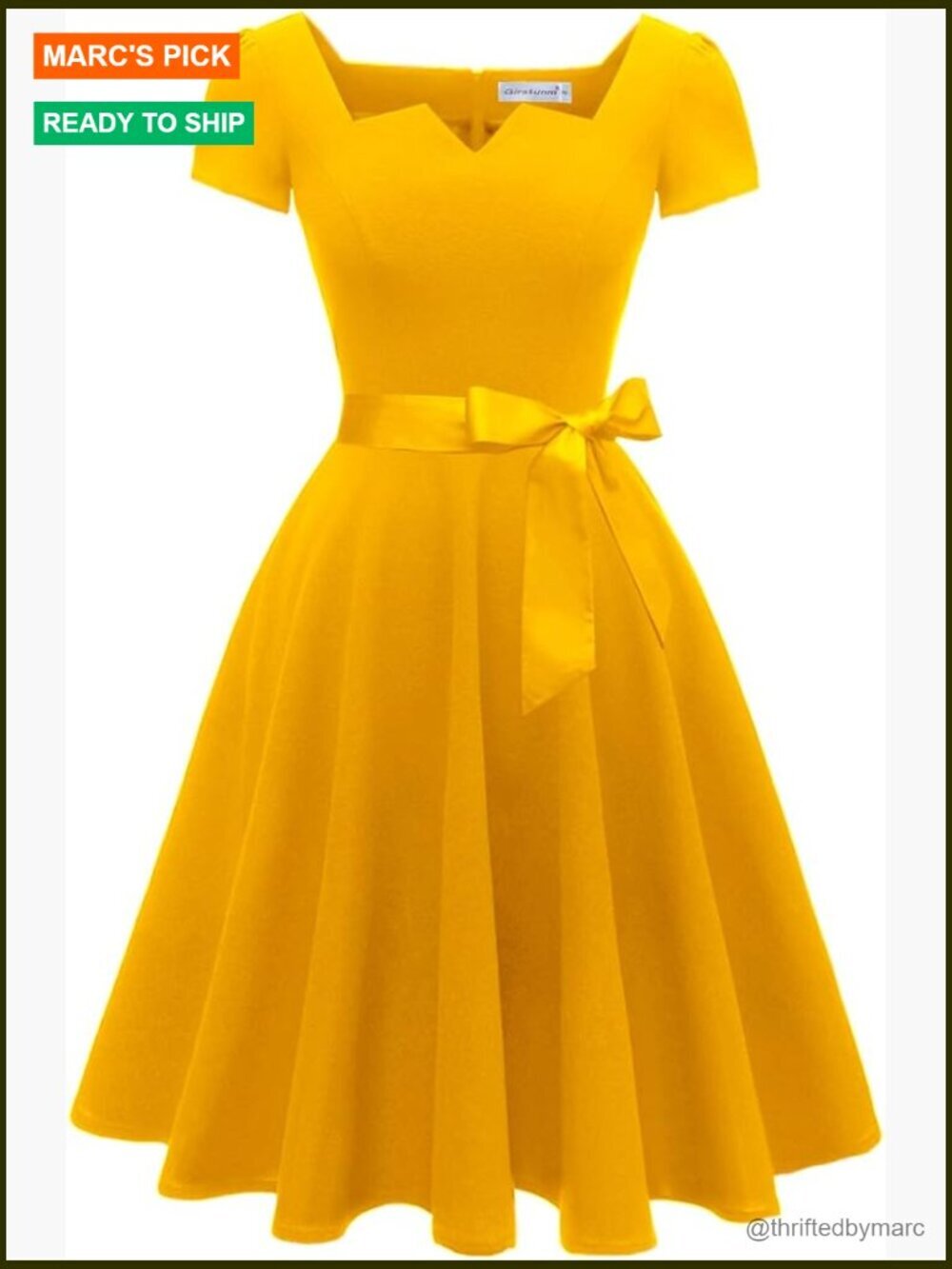 Vintage A-Line Tea Dress with Pockets V-Neck Short Sleeve Cocktail Party